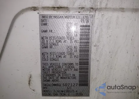 2016 Infiniti Qx60 from USA, damaged, VIN 5N1AL0MM8GC507127